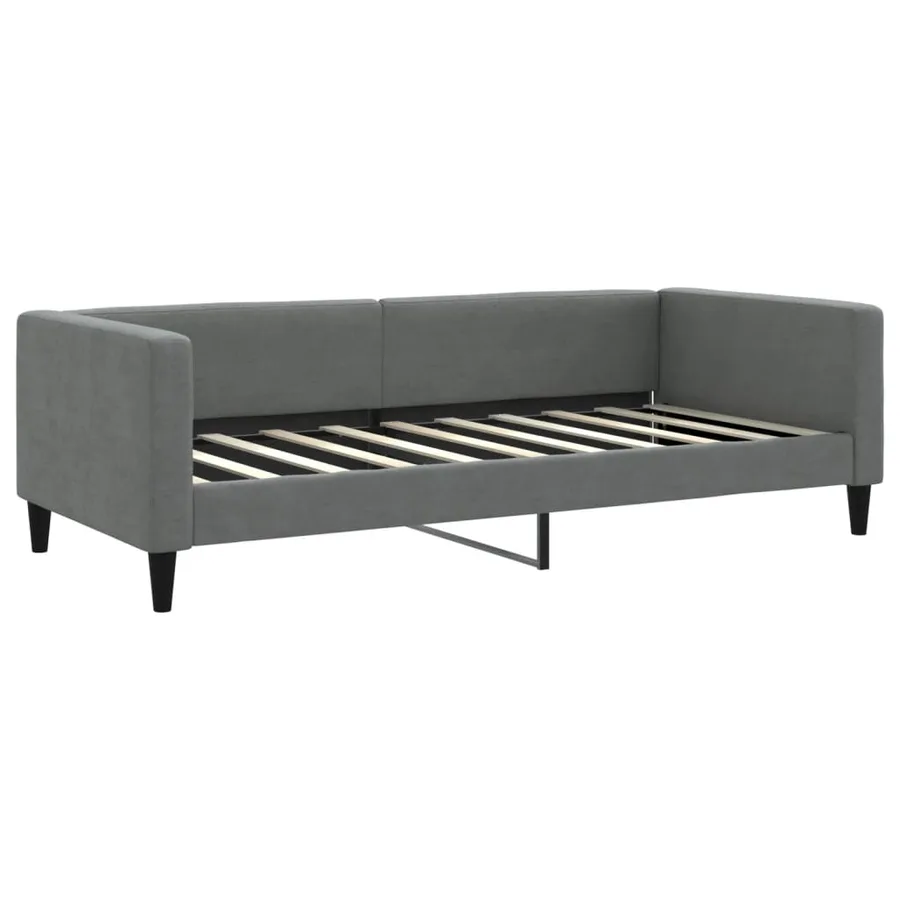 Lit de jour avec gigogne et matelas gris foncé 90x190 cm tissu - 4