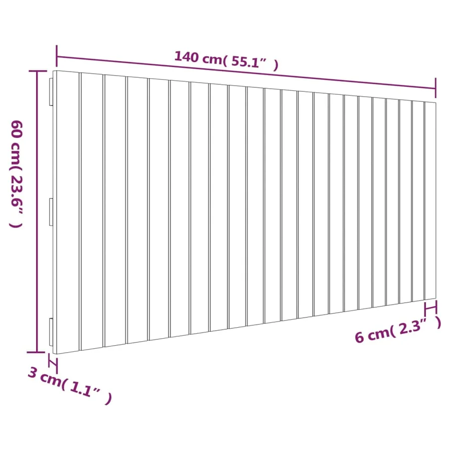 Tête de lit murale Gris 140x3x60 cm Bois massif de pin - 8