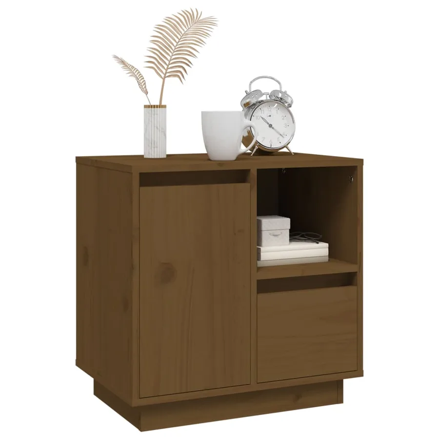 Table de chevet Marron miel 50x34x50 cm Bois de pin massif - 4