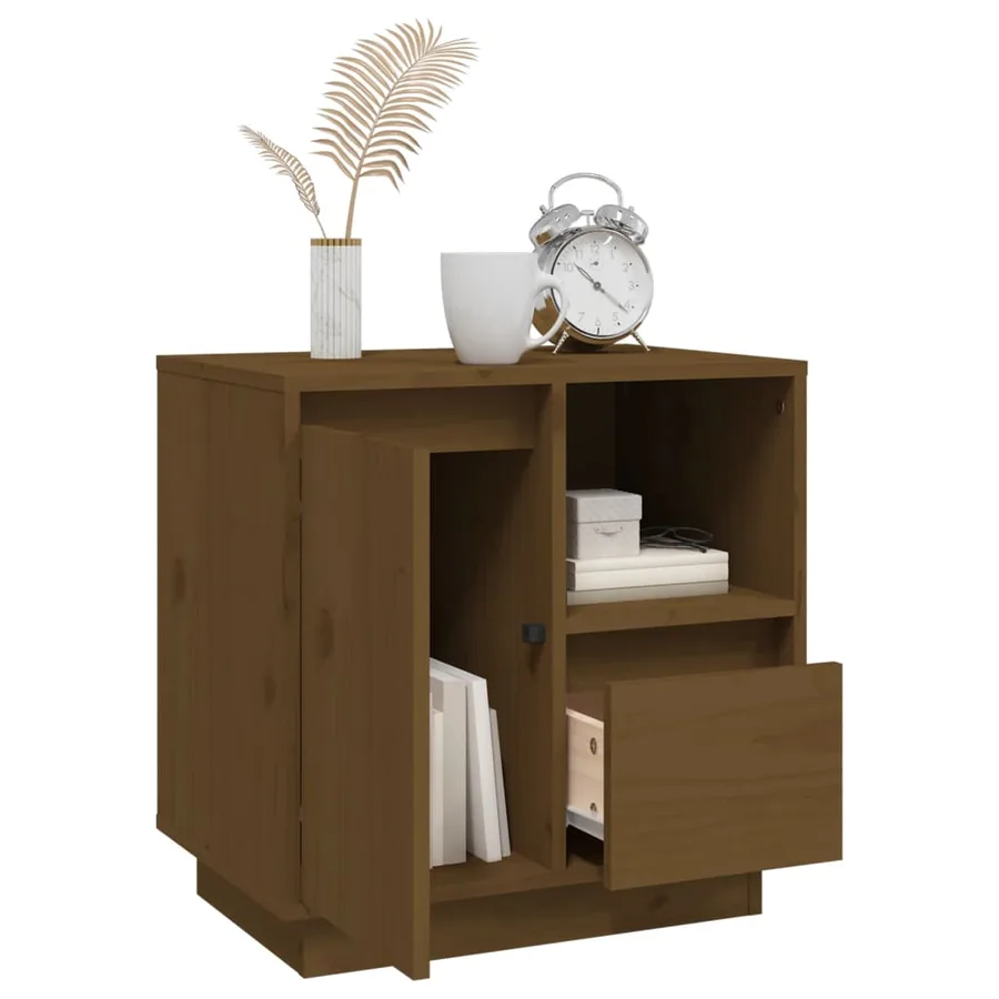 Table de chevet Marron miel 50x34x50 cm Bois de pin massif - 5