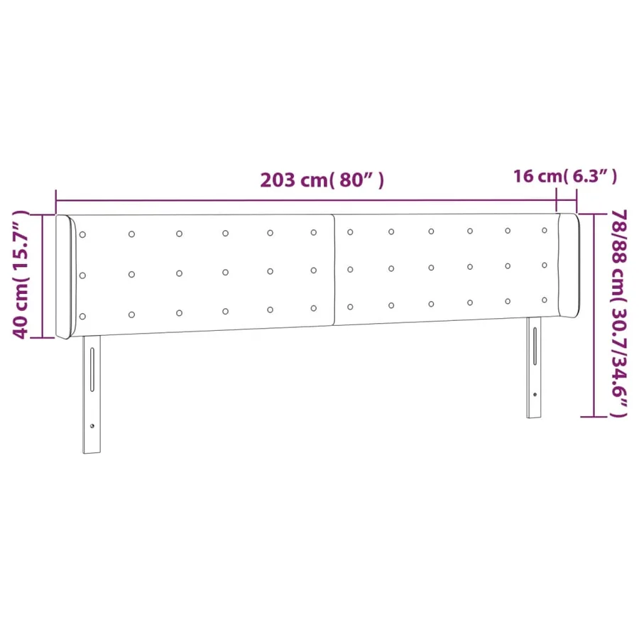 Tête de lit avec oreilles Gris foncé 203x16x78/88 cm Velours - 9