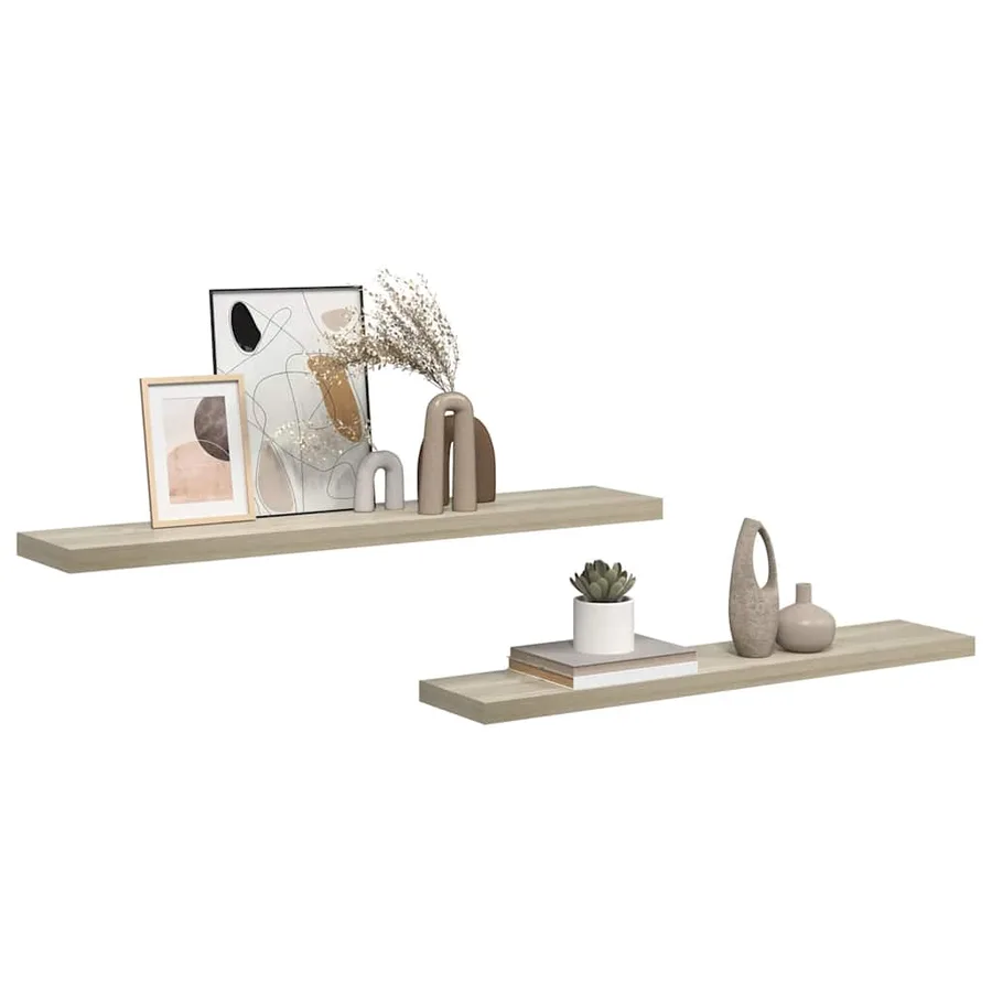 Étagères murales flottantes 2 pcs Chêne 120x23,5x3,8 cm MDF - 5