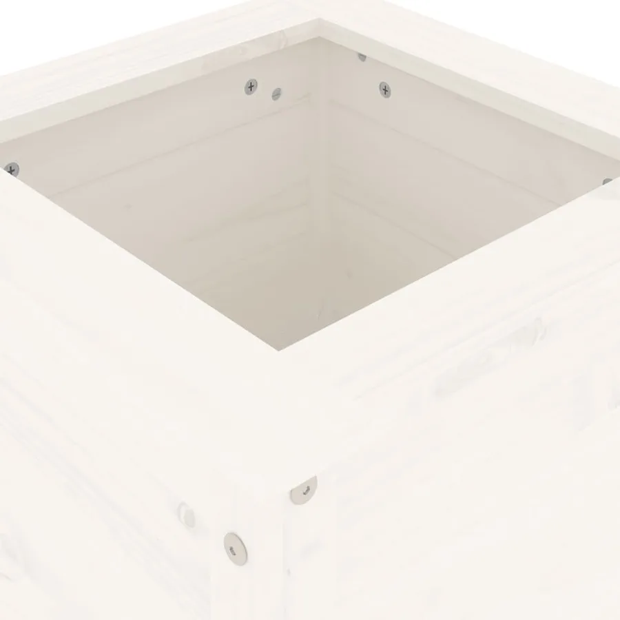 Jardinière blanc 40x40x78 cm bois massif de pin - 7