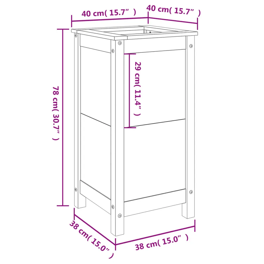 Jardinière blanc 40x40x78 cm bois massif de pin - 9