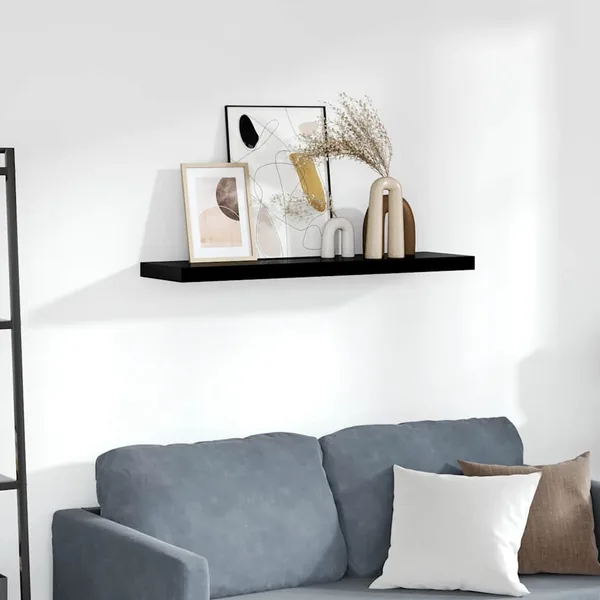 Étagère murale flottante Noir brillant 90x23,5x3,8 cm MDF