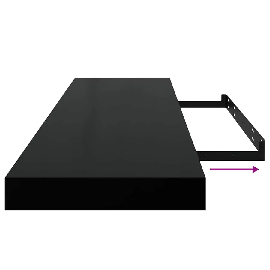 Étagère murale flottante Noir brillant 90x23,5x3,8 cm MDF - 10