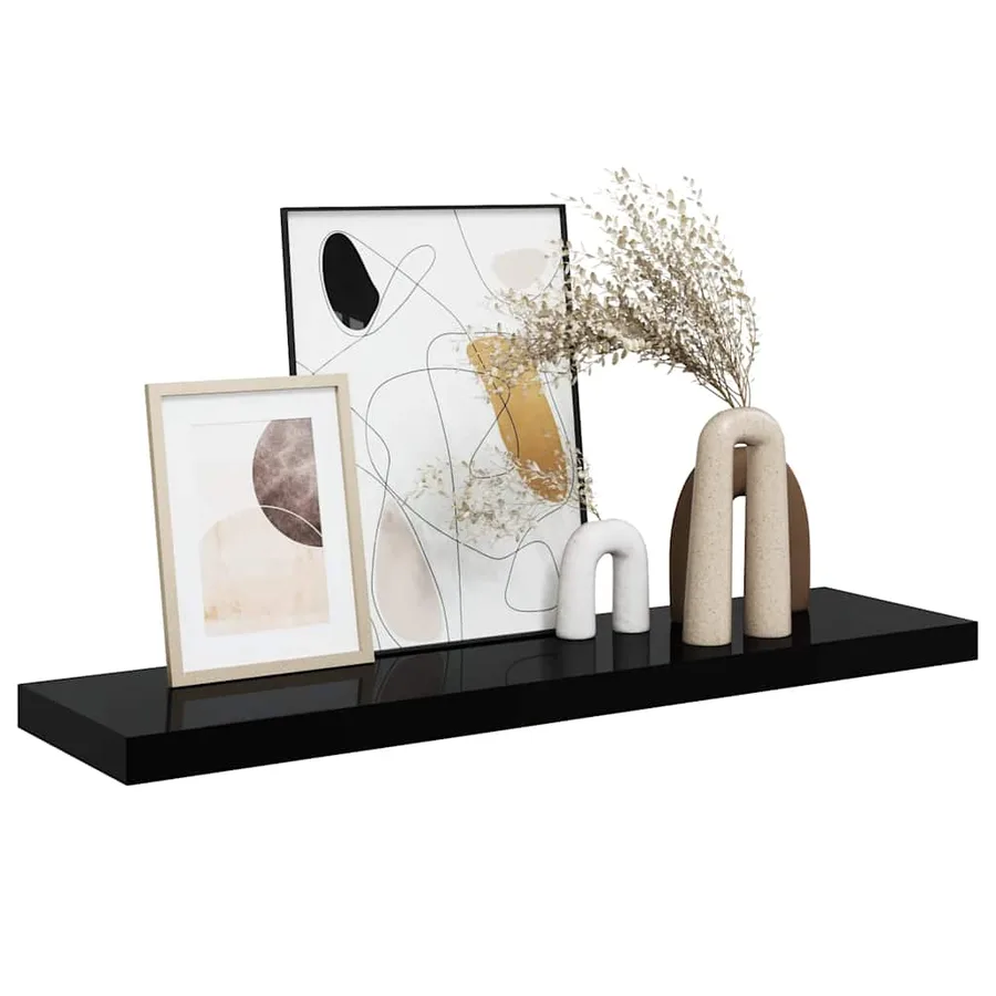 Étagère murale flottante Noir brillant 90x23,5x3,8 cm MDF - 5