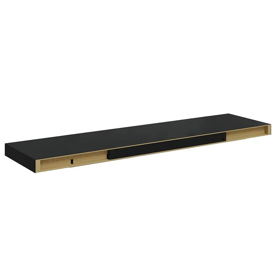 Étagère murale flottante Noir brillant 90x23,5x3,8 cm MDF - 8