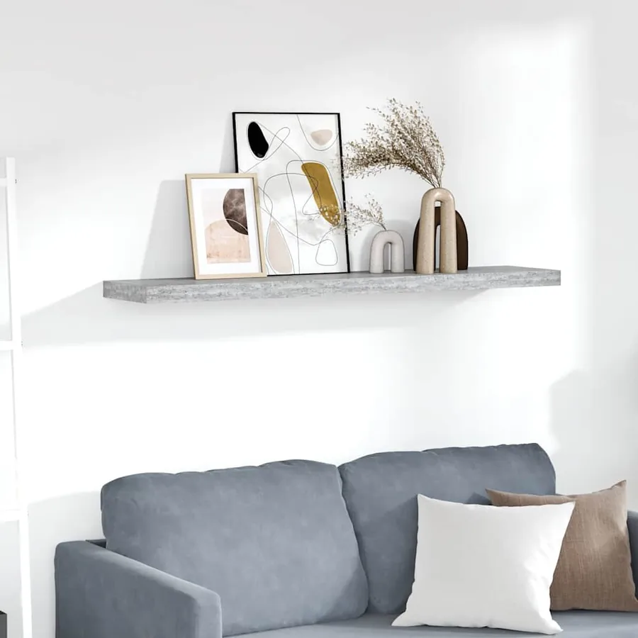 Étagère murale flottante Gris béton 120x23,5x3,8 cm MDF