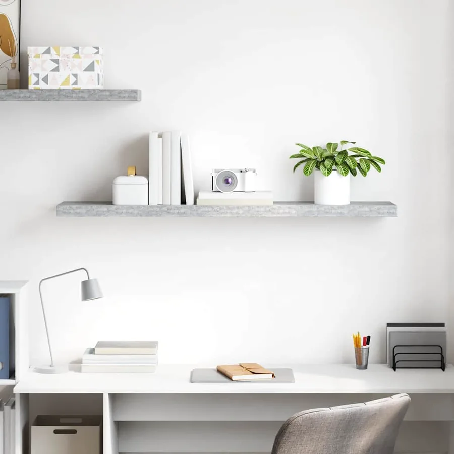 Étagère murale flottante Gris béton 120x23,5x3,8 cm MDF - 3