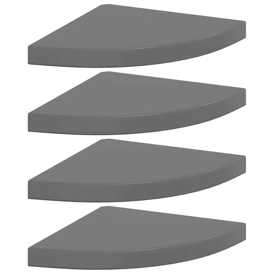 Étagères d'angle flottantes 4 pcs gris brillant 35x35x3,8cm MDF - 2
