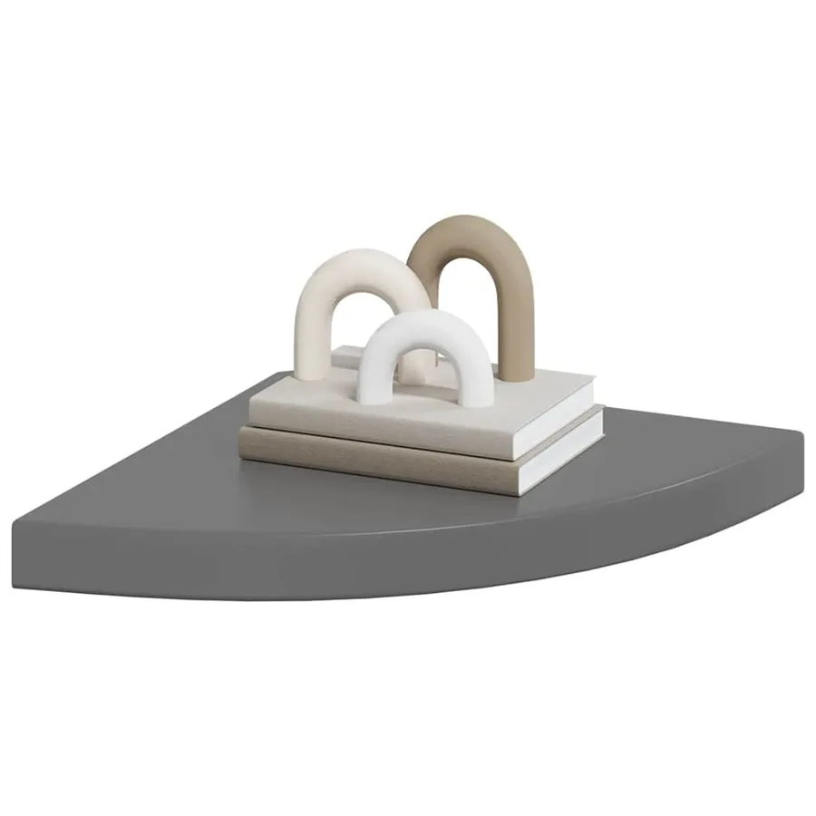 Étagères d'angle flottantes 4 pcs gris brillant 35x35x3,8cm MDF - 4