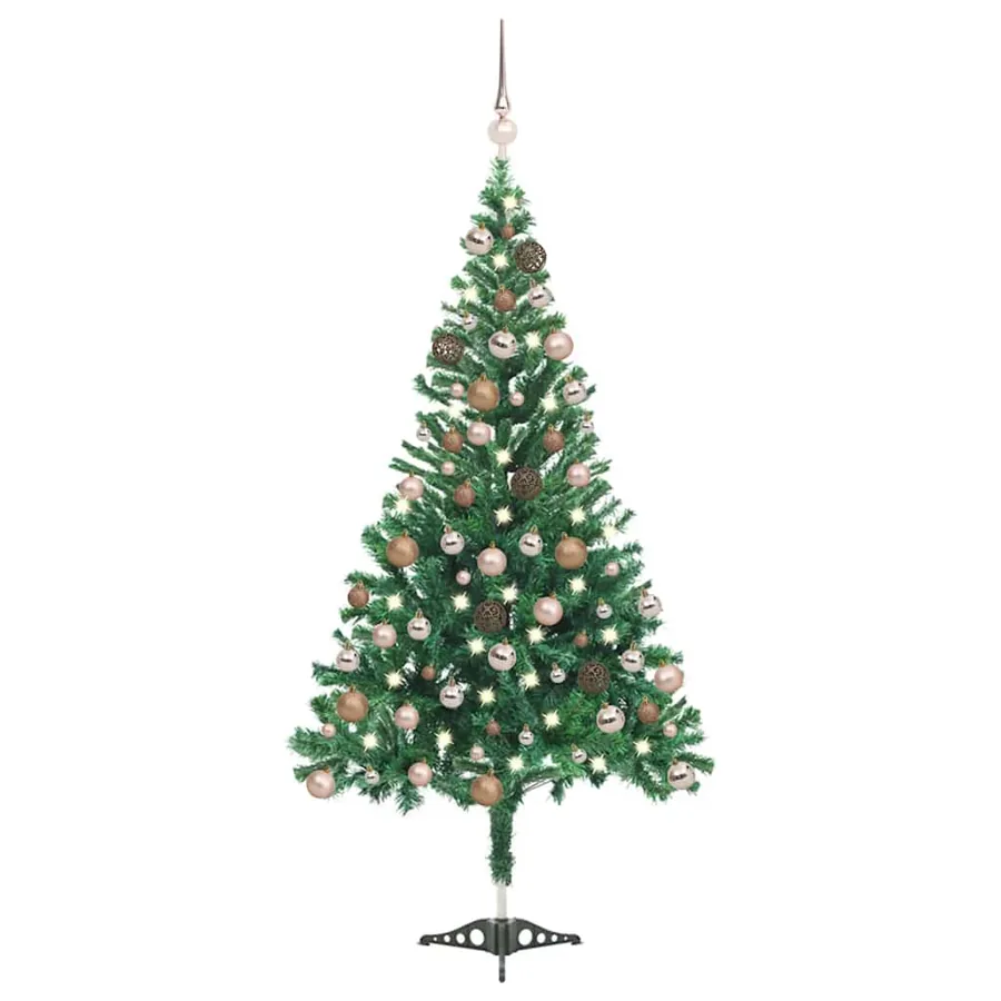 Arbre de Noël artificiel pré-éclairé/boules 120 cm 230 branches