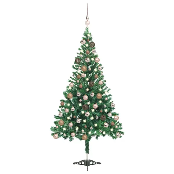 Arbre de Noël artificiel pré-éclairé/boules 120 cm 230 branches
