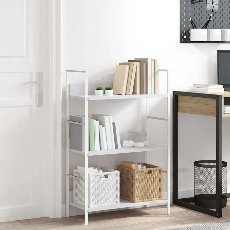 Bibliothèque à 3 niveaux blanc 60x27,6x90,5cm bois d'ingénierie