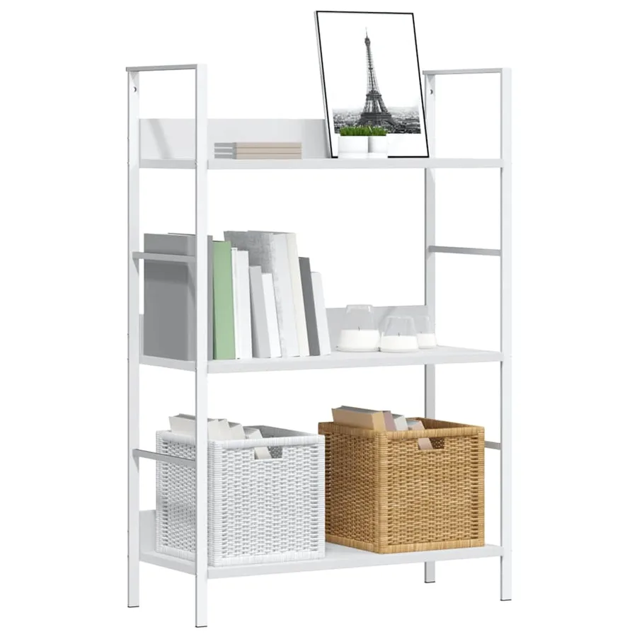 Bibliothèque à 3 niveaux blanc 60x27,6x90,5cm bois d'ingénierie - 4