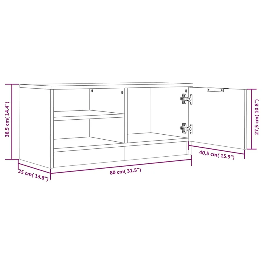 Meuble TV Chêne sonoma 80x35x36,5 cm Bois d'ingénierie - 9