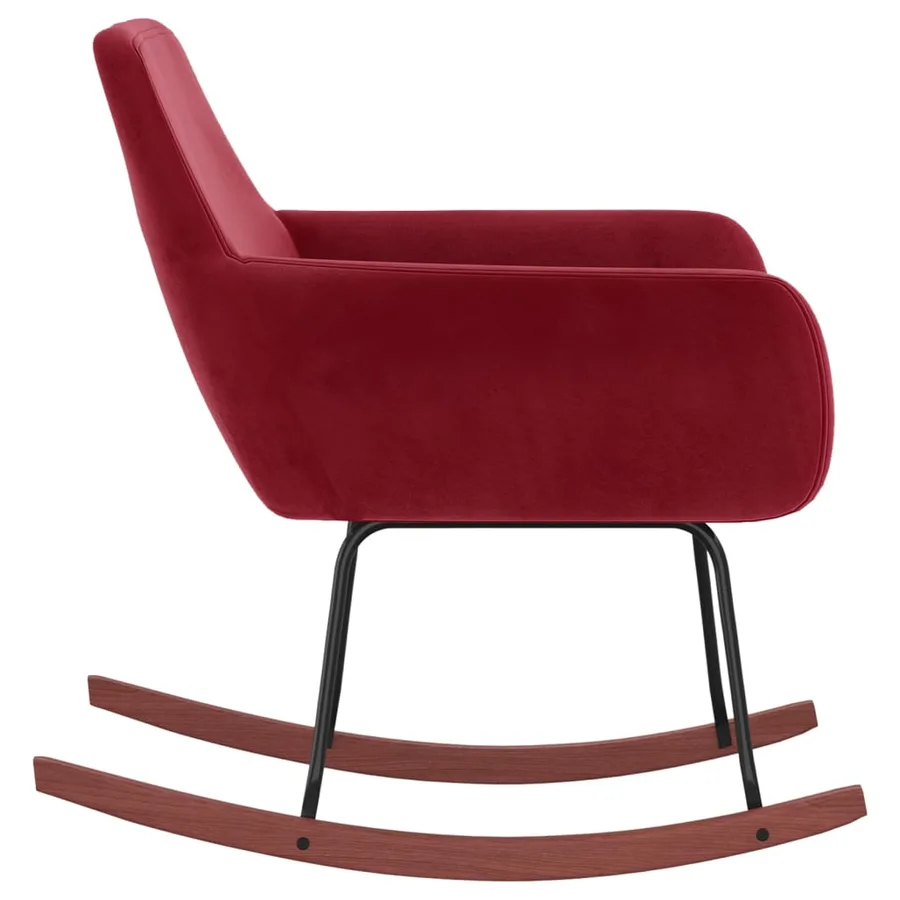 Chaise à bascule Rouge bordeaux Velours - 3