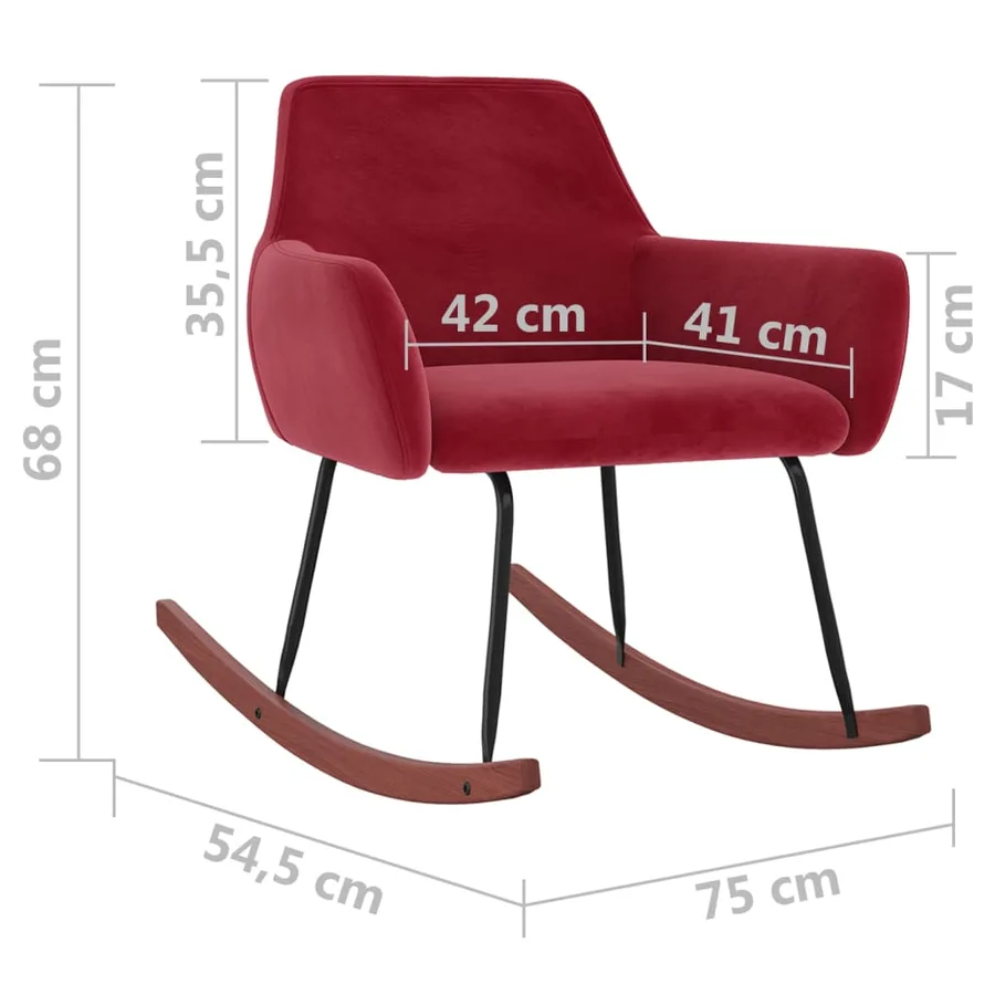 Chaise à bascule Rouge bordeaux Velours - 7