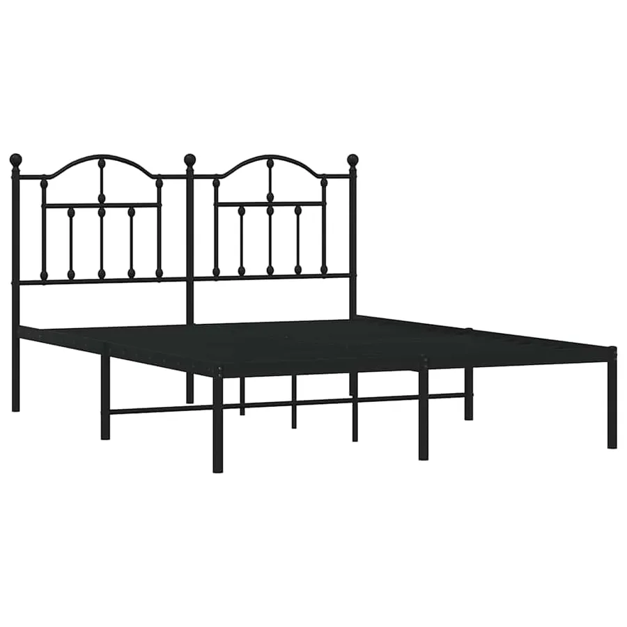 Cadre de lit métal sans matelas avec tête de lit noir 140x190cm - 3