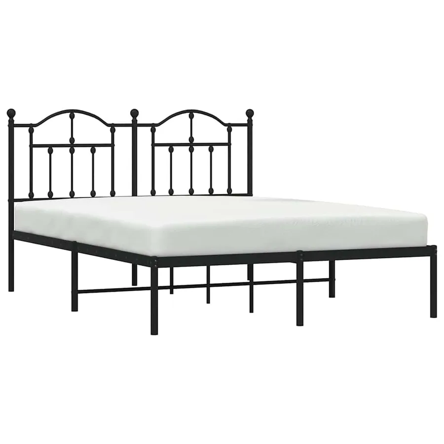 Cadre de lit métal sans matelas avec tête de lit noir 140x190cm - 4