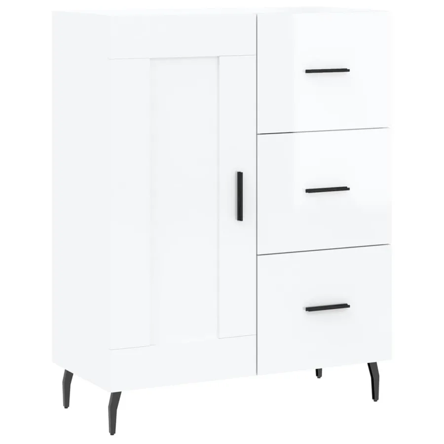 Buffet haut Blanc brillant 69,5x34x180 cm Bois d'ingénierie - 7