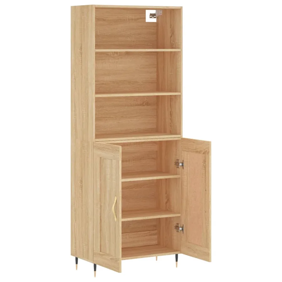 Buffet haut Chêne sonoma 69,5x34x180 cm Bois d'ingénierie - 3
