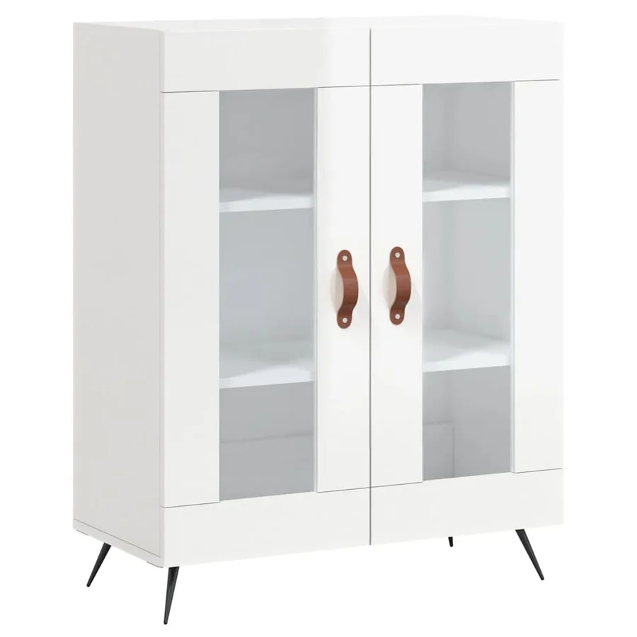 Buffet haut Blanc brillant 69,5x34x180 cm Bois d'ingénierie - 6
