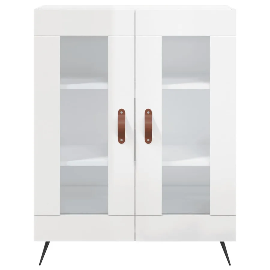 Buffet haut Blanc brillant 69,5x34x180 cm Bois d'ingénierie - 7