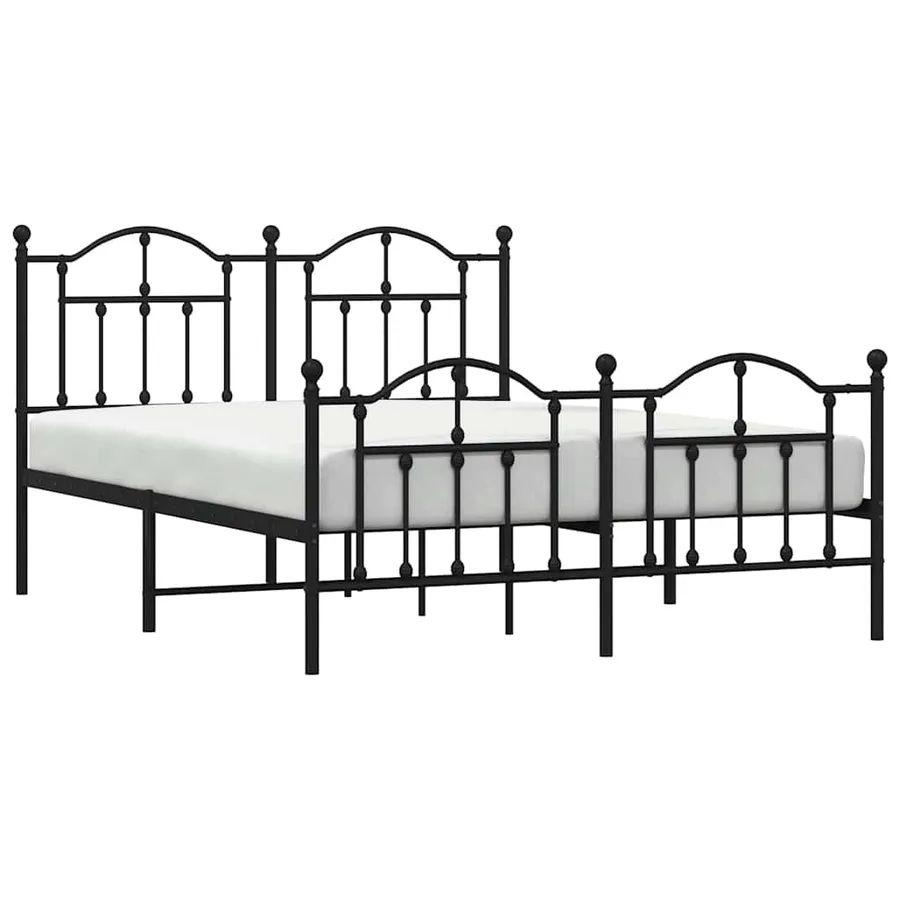 Cadre de lit métal sans matelas avec pied de lit noir 140x200cm - 4
