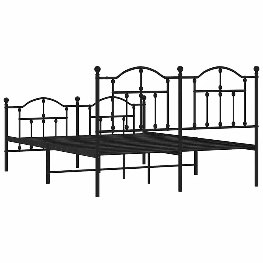 Cadre de lit métal sans matelas avec pied de lit noir 140x200cm - 7