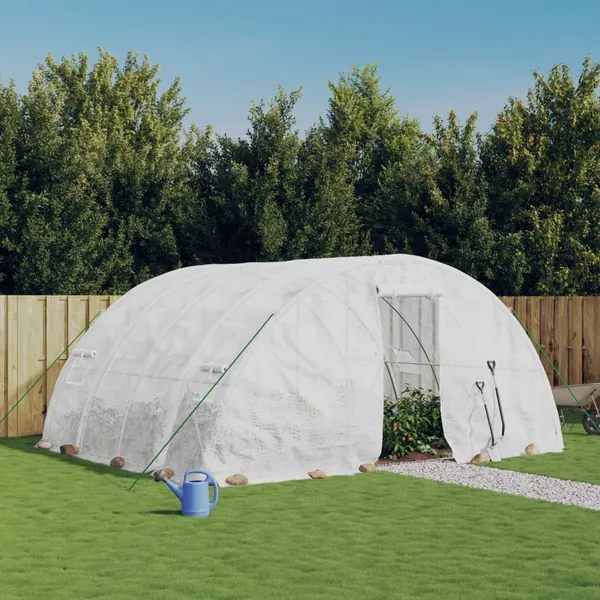Serre avec cadre en acier Blanc 20 m² 5x4x2,3 m