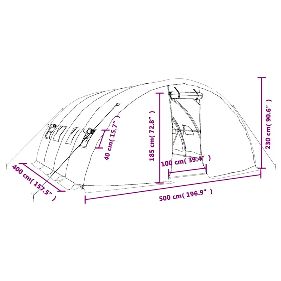 Serre avec cadre en acier Blanc 20 m² 5x4x2,3 m - 12