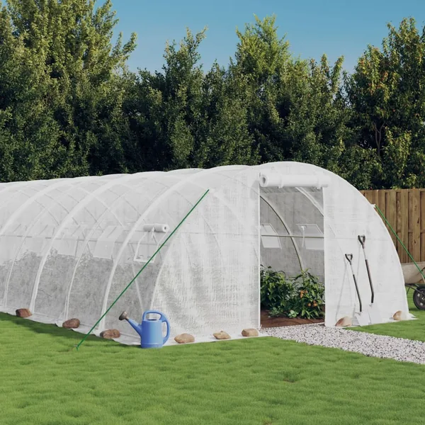 Serre avec cadre en acier blanc 80 m² 20x4x2 m