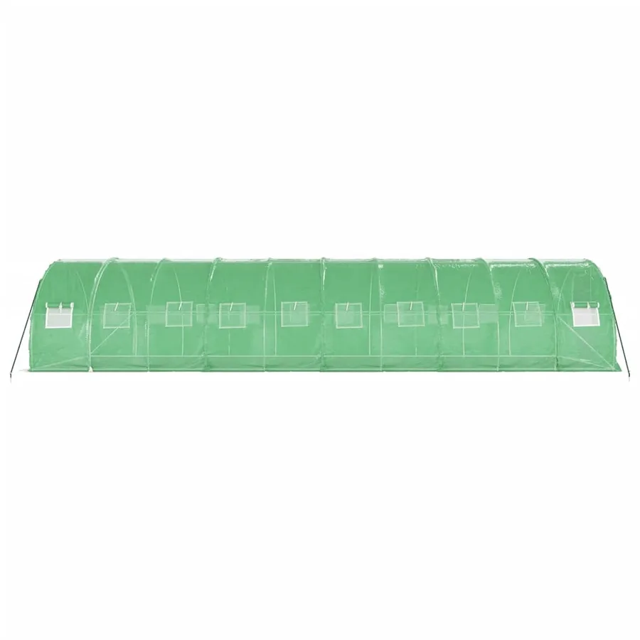 Serre avec cadre en acier vert 30 m² 10x3x2 m - 5