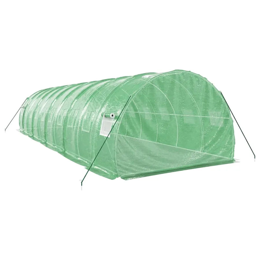 Serre avec cadre en acier vert 30 m² 10x3x2 m - 6