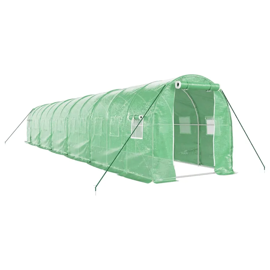 Serre avec cadre en acier vert 24 m² 12x2x2 m - 2