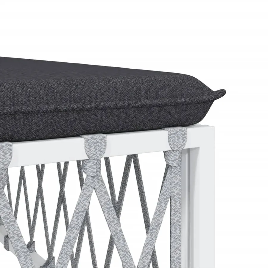 Salon de jardin avec coussins 5 pcs blanc acier - 6