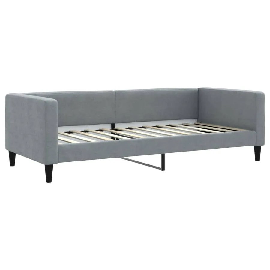 Lit de jour avec matelas gris clair 90x200 cm tissu - 3