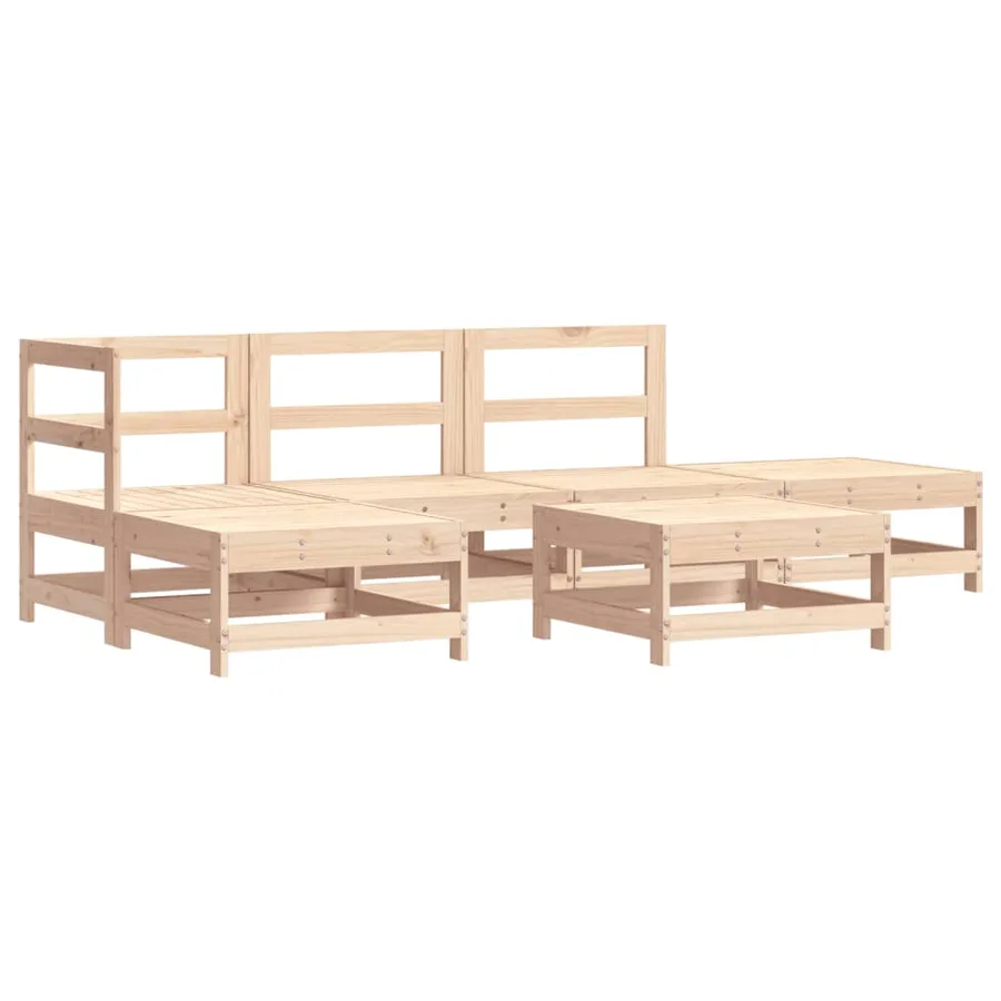 Salon de jardin 6 pcs avec coussins bois massif - 3