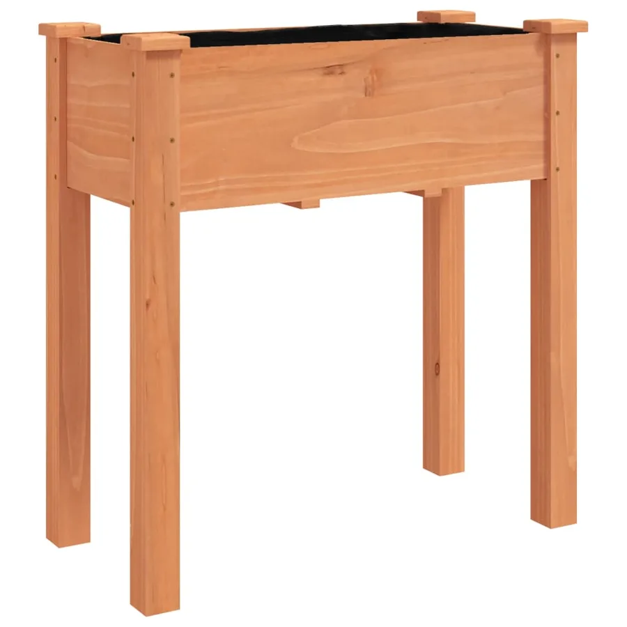 Jardinière sur roues avec doublure brun 71x37x80 cm bois sapin - 3