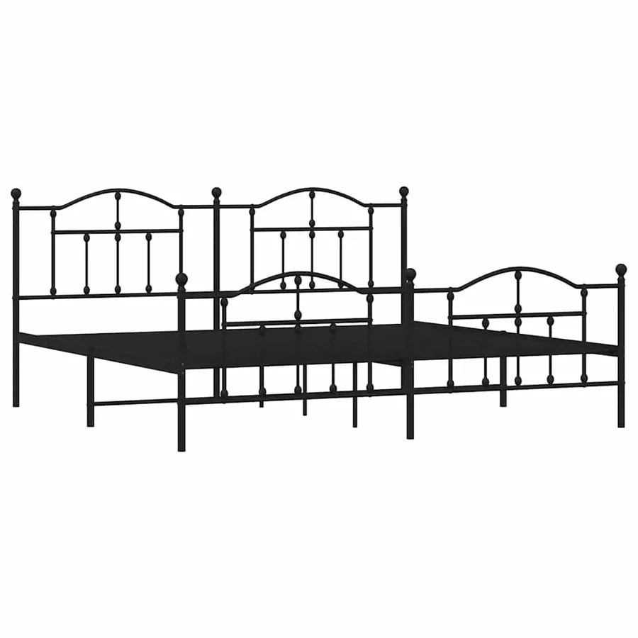 Cadre de lit métal sans matelas avec pied de lit noir 200x200cm - 3