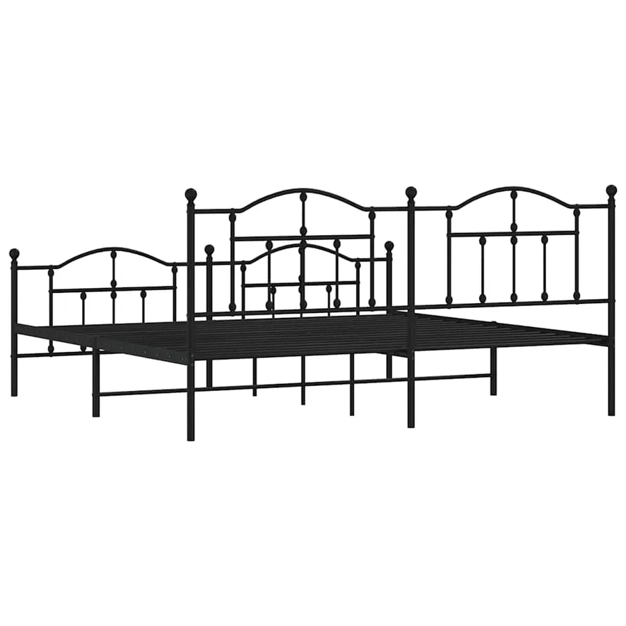Cadre de lit métal sans matelas avec pied de lit noir 200x200cm - 7