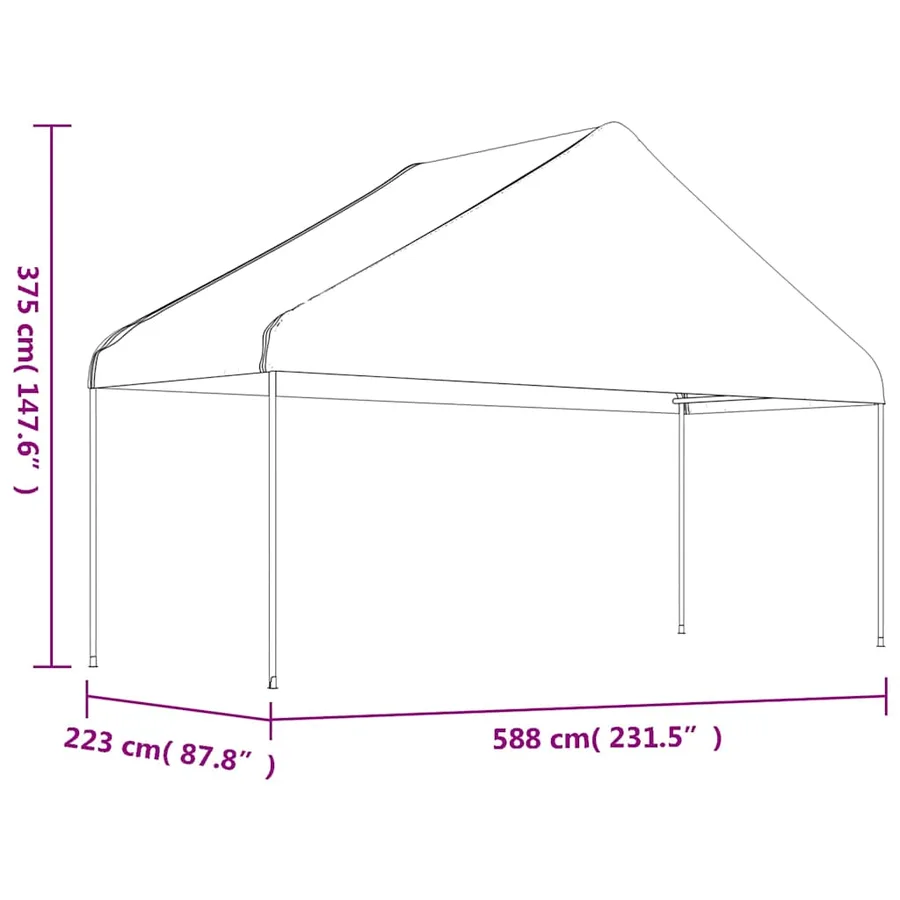Belvédère avec toit blanc 4,46x5,88x3,75 m polyéthylène - 6