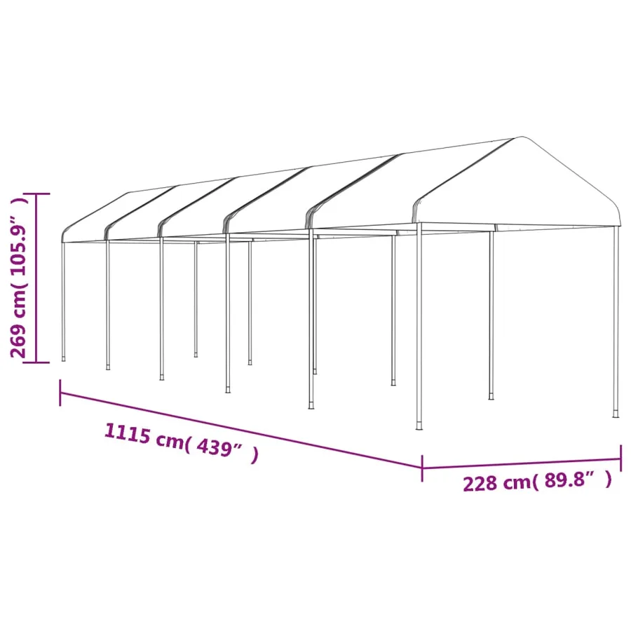 Belvédère avec toit blanc 11,15x2,28x2,69 m polyéthylène - 5
