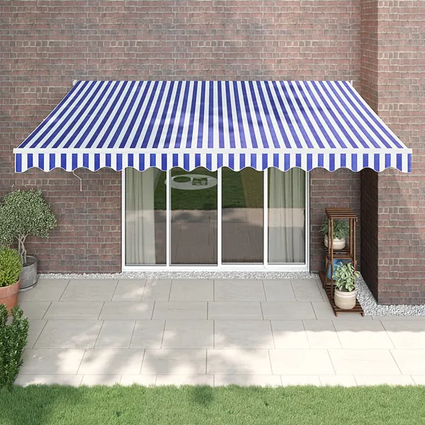 Auvent rétractable automatique bleu et blanc 4x3 m