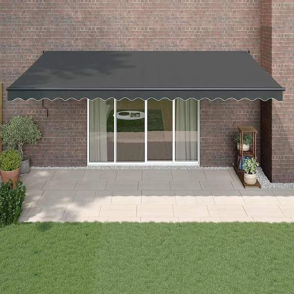 Auvent rétractable anthracite 5x3 m tissu et aluminium