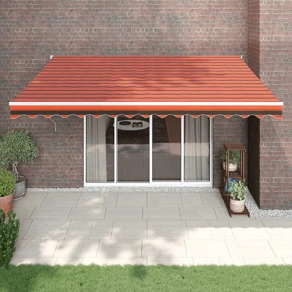 Auvent rétractable orange et marron 4,5x3 m tissu et aluminium