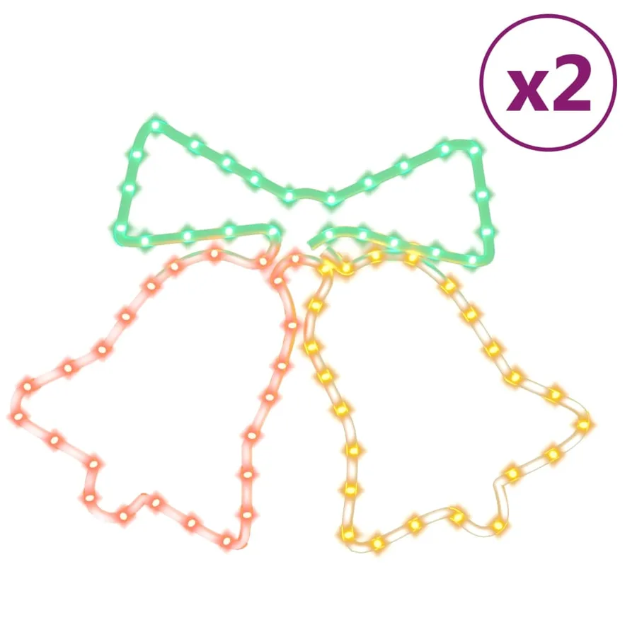 Figurines de cloches de Noël avec 72 LED 2 pcs 50x56 cm - 2