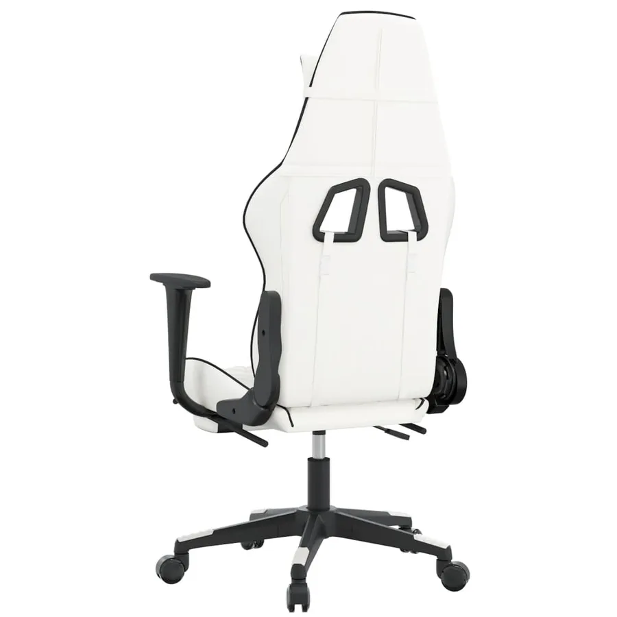 Chaise de jeu avec repose-pied Blanc et noir Similicuir - 5